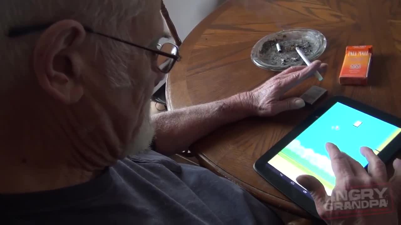 Angry Grandpa Plays Flappy Bird And Gets Pissed