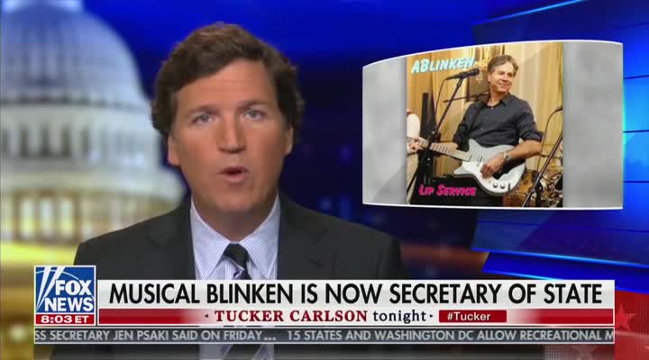 Tucker Carlson plays Anthony Blinken song