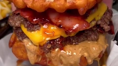 17_Cinnamon sugar Waffle Bun PBJ double smashburger 😅🤷🏼