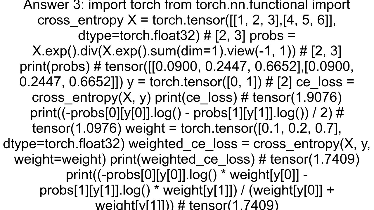 In pytorch how to use the weight parameter in Fcross_entropy