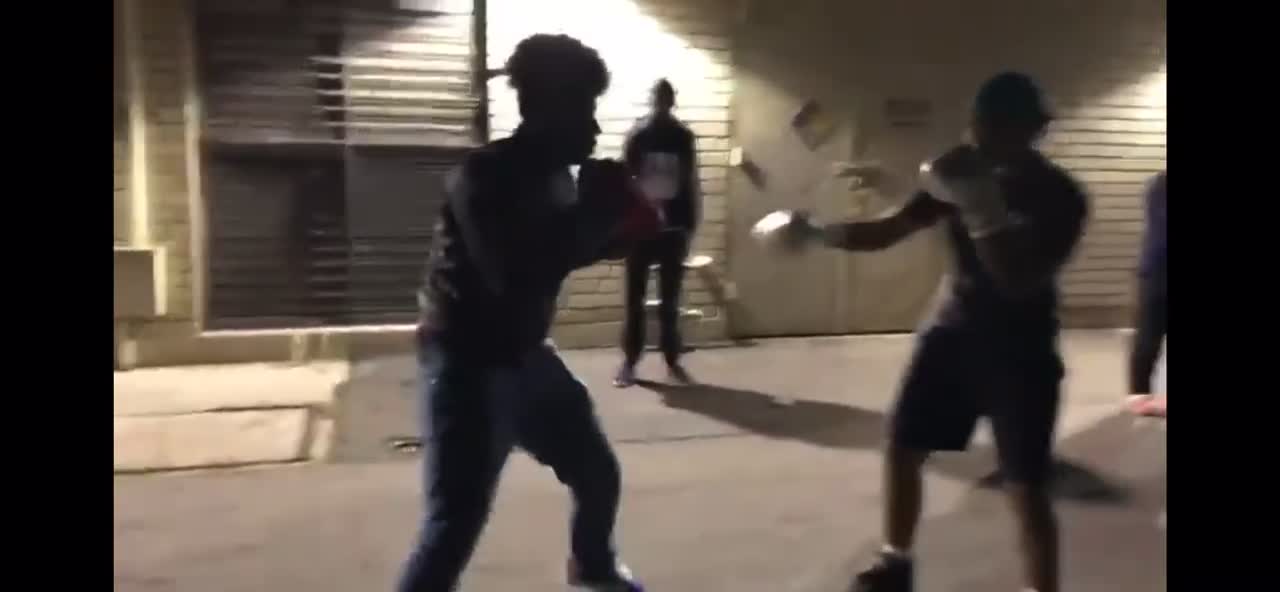 2 Kids Boxing At Park