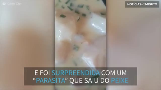 Nojento! Mulher encontra um verme em sua refeição