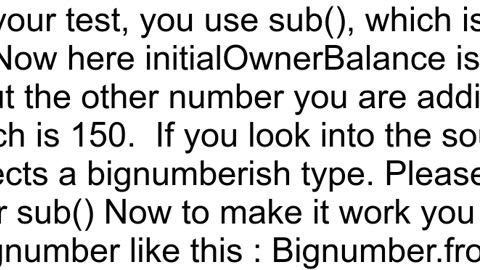 I am trying to check initial and final balance of owner by subtracting amount and using subs functi