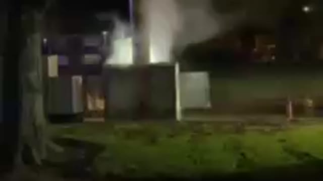 5g tower in flames