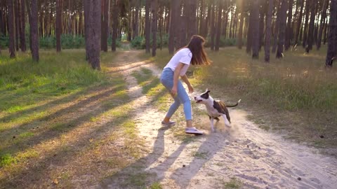 Cute dog & women