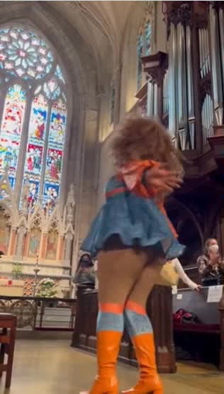 Drag queen in chapel