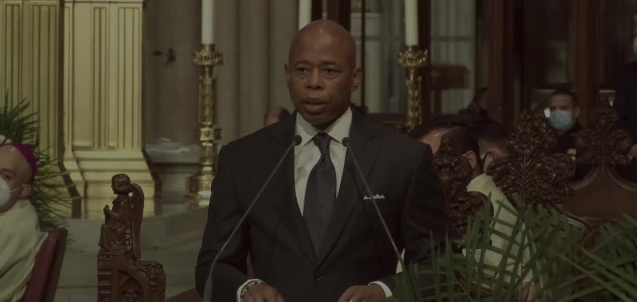 Mayor Eric Adams delivers eulogy at funeral for slain NYPD Officer Jason Rivera