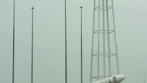 Antares Rocket Raised on Launch Pad