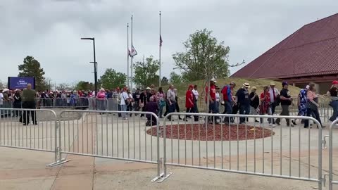 Trump supporters file inside the Ford Wyoming Center