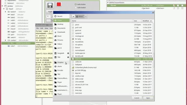 8. GtkFileChooser and GtkColorButton