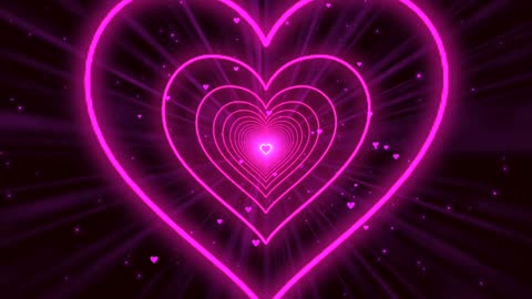 333- Heart Tunnel💗Heart Background Neon Heart Background Video Neon Tunnel Background Video