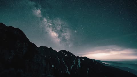 "Celestial Majesty: Mountains Under the Starry Night Sky"