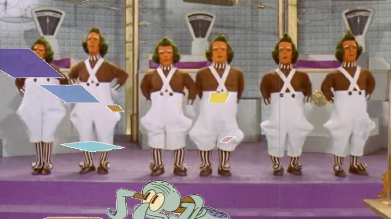 Squidward Is Playing With Tiles In Front Of Oompa Loompas 🕺