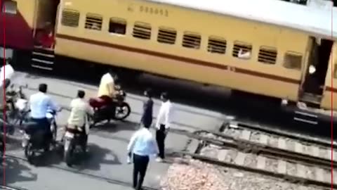 Men's bike crushed by train