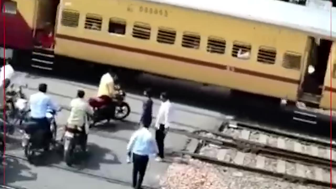 Men's bike crushed by train