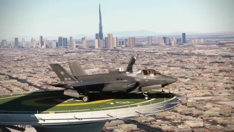 F 35 lands on the rooftop of