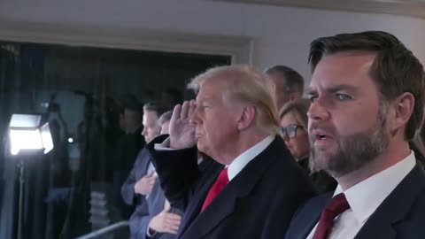 President Donald J. Trump salutes as the National Anthem is performed at the Army Navy Game!