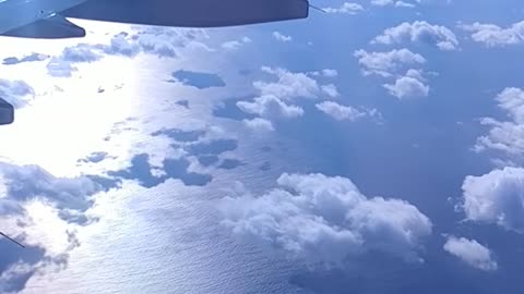 The view of the sky in the airplane
