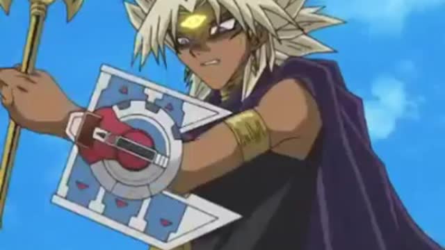 Marik jogando a varinha do milênio várias vezes no chão