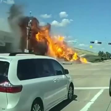 Flaming Tractor Trailer Crashes Off Overpass, Killing Driver In Dallas, Texas