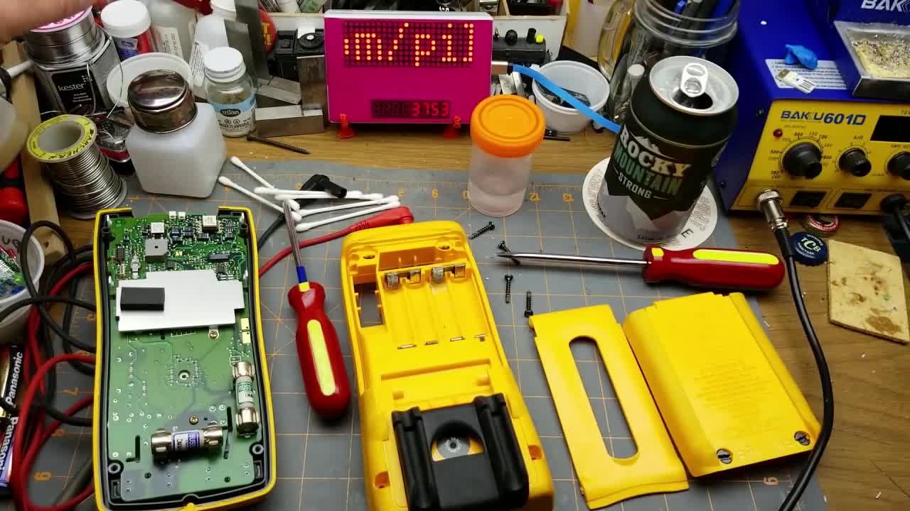 simple multimeter repair - leaked battery cleanup