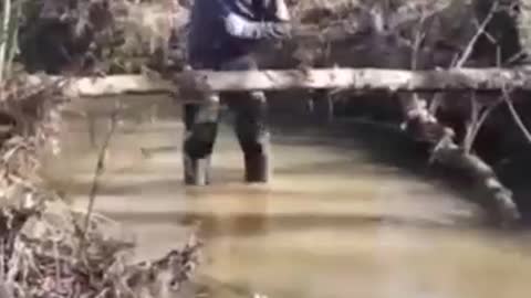 Man breaks Trunks and Falls into the water