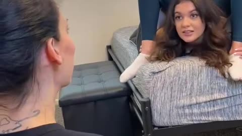 GIRLS DOING FUN ON BED WITH GYM