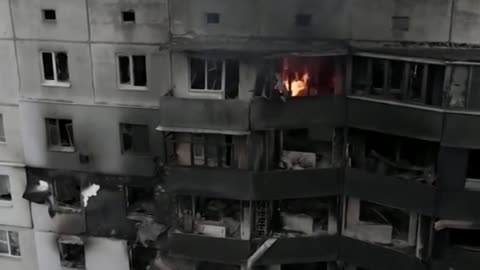 Drone footage shows aftermath of Ukrainian town