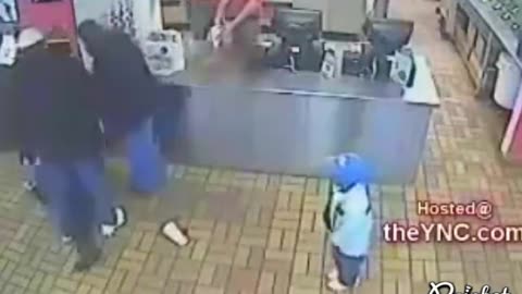 Man knocked out for kicking small child, Instant Karma