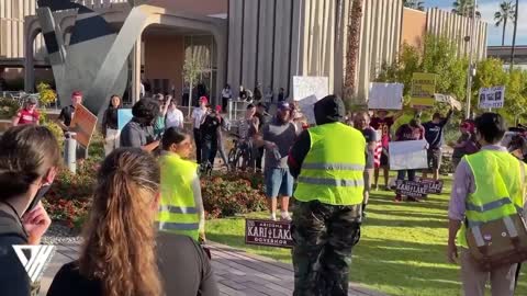 AZ State 'Woke' Socialists Get Drowned Out By 'Let's Go Brandon' Chant From Kari Lake Supporters