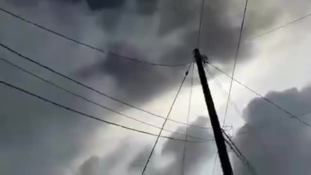 The ash clouds in the air as the Volcano in St Vincent Erupts