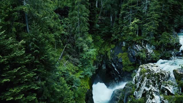 Beautiful Aerial view waterfall with soothing Music