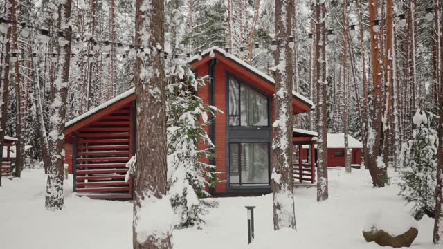 amazing view of houses along with the snow