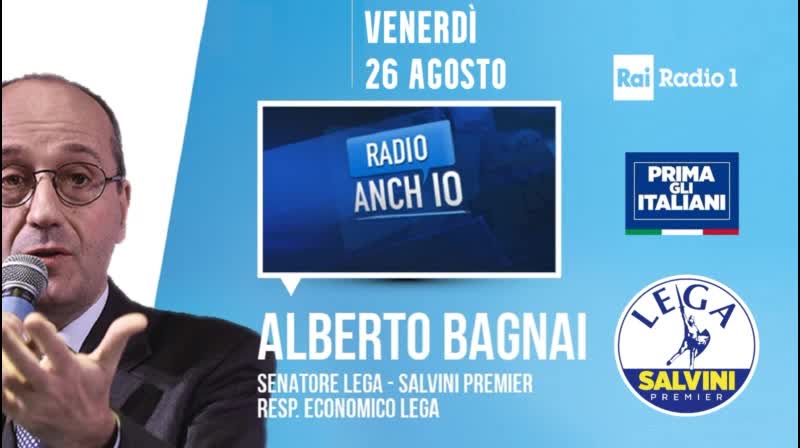 🔴 Intervista radiofonica al Sen. Alberto Bagnai a "radio anch'io" su Radio1 Rai del 26/08/2022.