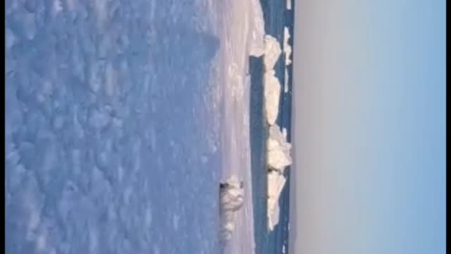 Sea in winter on the island of Sakhalin