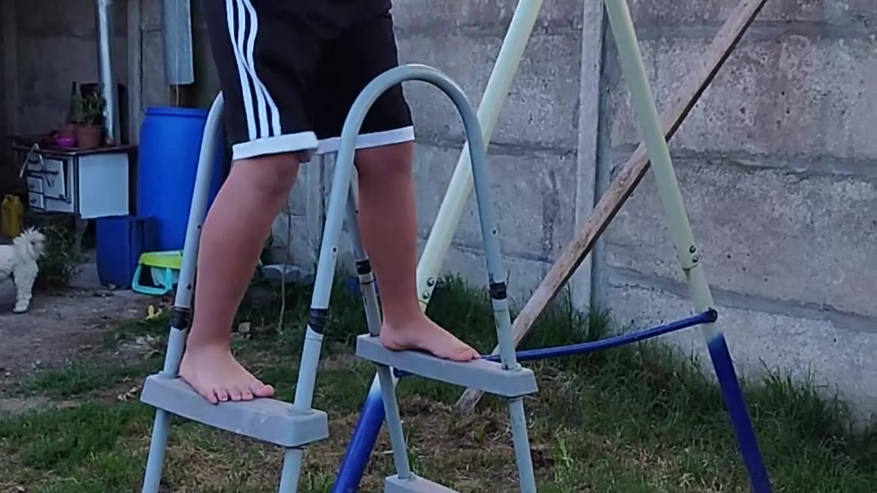 Dancing Daughter Falls Off Ladder