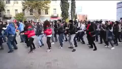 Christian Flash mob outside of church