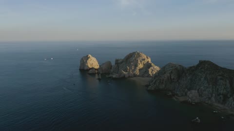 Flying over an archipelago near a coast