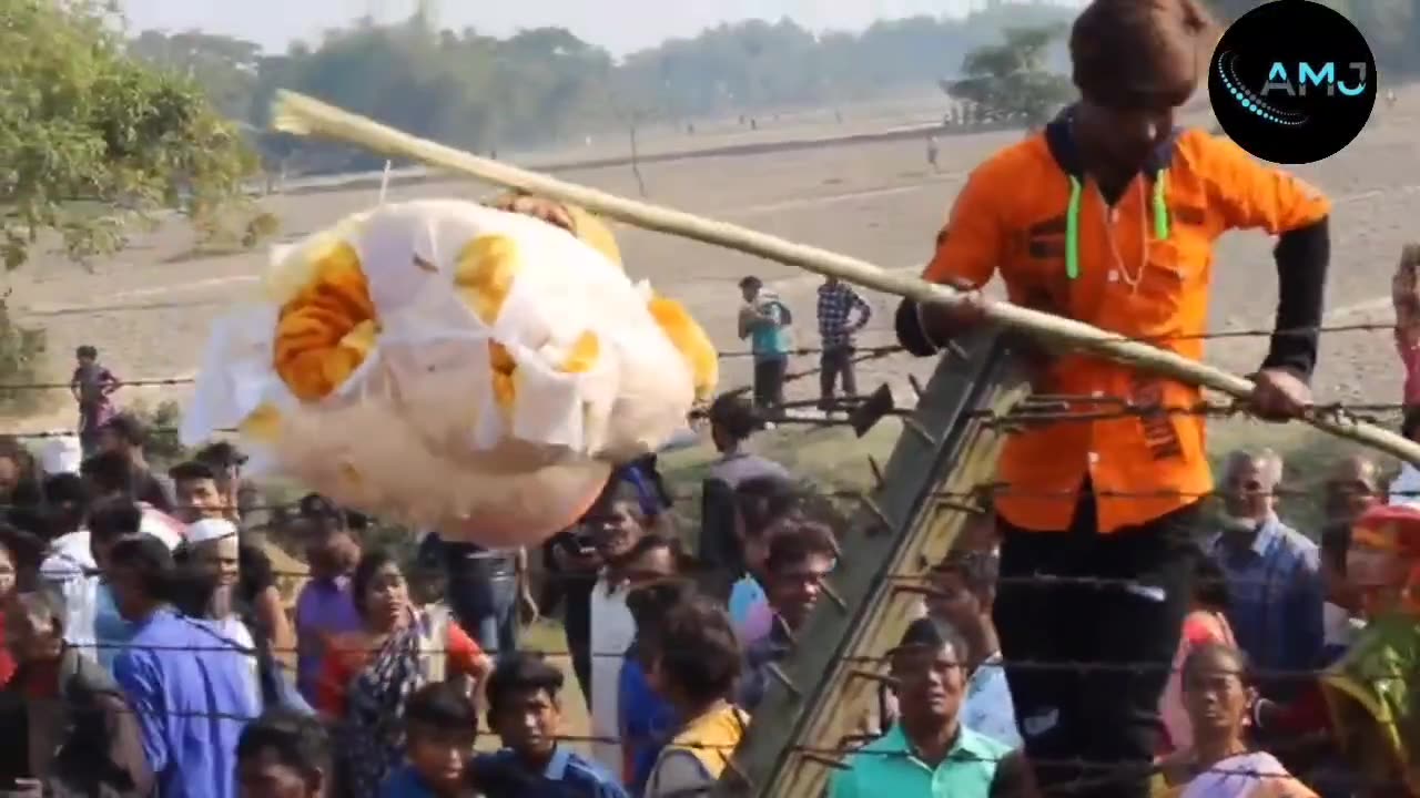 Crossing of goods over barbed