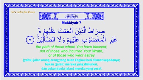 Reading the Quranul Karim Surah AlFatihah With Indonesian and English translations