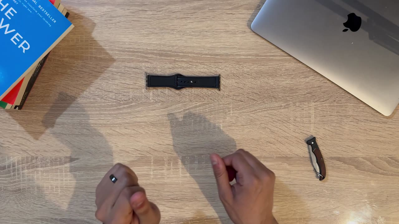 unboxing my new black leather Apple Watch band ASMR