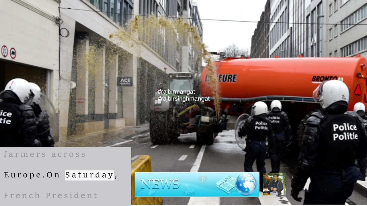 Protesting farmers spray Brussels police with liquid manure near EU's base in a new display of power