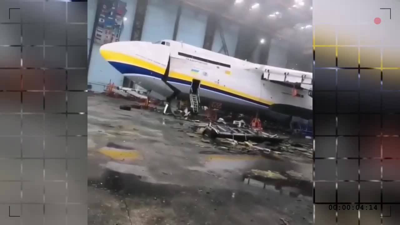 In fresh footage, the extent of the damage to the An225 aircraft can be seen at Kyiv's Hostomel Apt