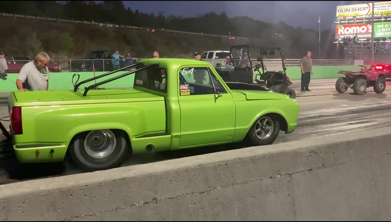 Big Tire Chevrolet C-10 Drag Racing Burnout