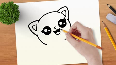 Draw The Shape Of The Kitten's Mouth When It Smiles