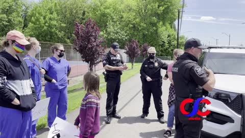 Nurses Show Up At Ridgefield High School Harass Protesters And Steal One Of Their Signs