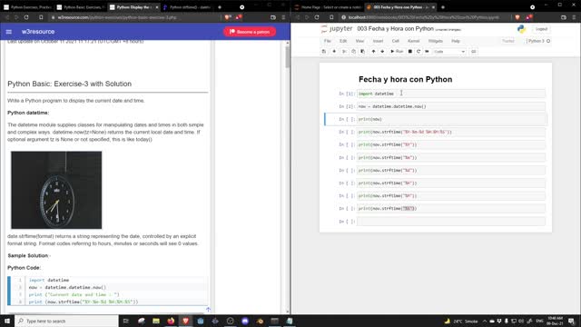 003 - Python ejercicios w3 - Fecha y Hora con Python