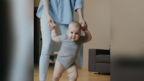 Cute baby with mom with sound