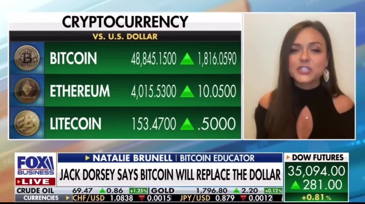 Natalie Brunell on Jack Dorsey's tweet about bitcoin replacing dollar