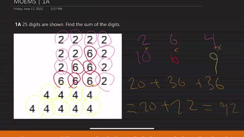 Math Olympiad for Middle School | 2010 | Division M | Contest 1 | MOEMS | 1A